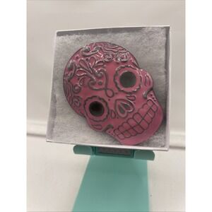Day Of The Dead Pink Skull Vintage Belt Buckle Pink